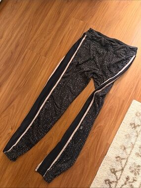 Lulu lemon Black Speckled Athletic Joggers with Pink Side Stripe